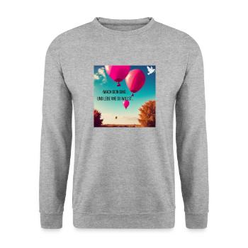 Luftballon Geschenkidee - Unisex Pullover - Weißgrau meliert - Vorne - Alina (178cm) & Michal (187cm)