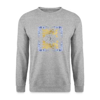 Blumen - Unisex Pullover - Weißgrau meliert - Vorne - Alina (178cm) & Michal (187cm)