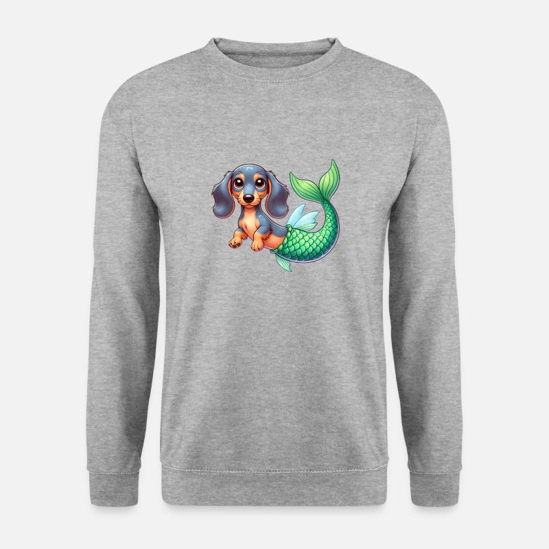 Meerjungdackel - Unisex Pullover - Weißgrau meliert