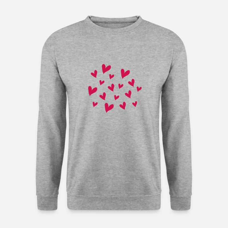 Herzen - Unisex Pullover - Weißgrau meliert