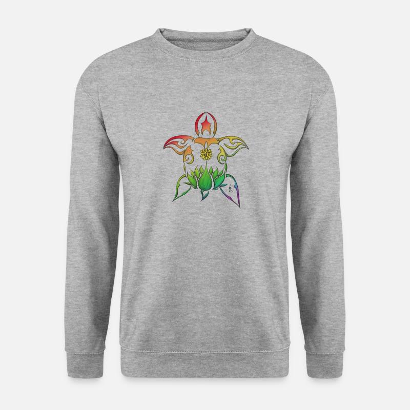Regenbogen-Schildkröte - Unisex Pullover - Weißgrau meliert