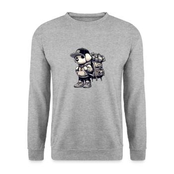 Hustler Cartoon Dog - Unisex Sweatshirt - salt & pepper - Front - Alina (178cm) & Michal (187cm)