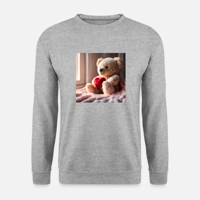 TeddyLove ❤️🧸 – Der kuschelige Bär mit Herz! - Unisex Pullover - Weißgrau meliert