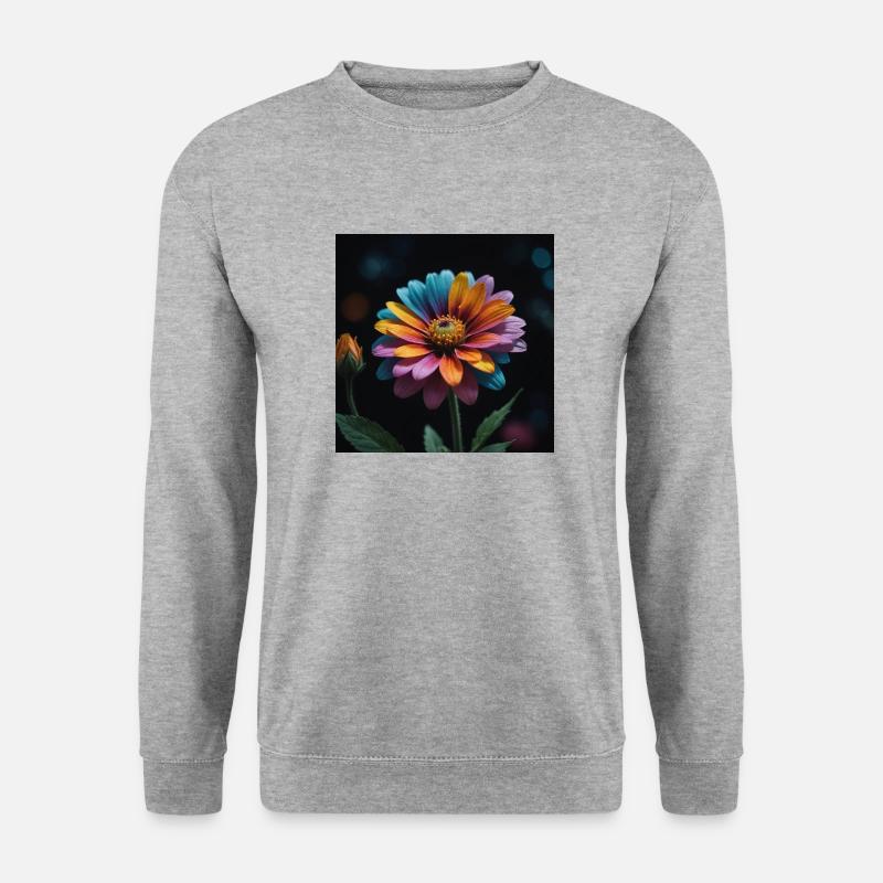 Bunte Blume - Unisex Pullover - Weißgrau meliert