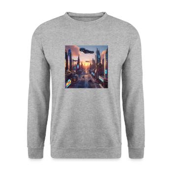 Kunst - Unisex Pullover - Weißgrau meliert - Vorne - Alina (178cm) & Michal (187cm)