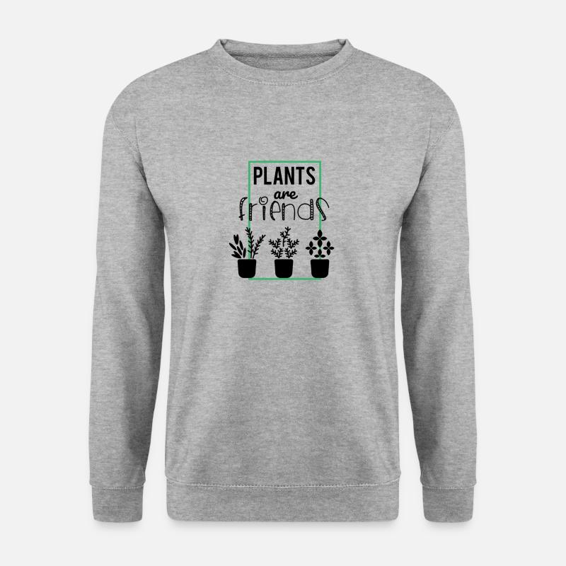 Plants are friends - Pflanzen sind Freunde - Unisex Pullover - Weißgrau meliert