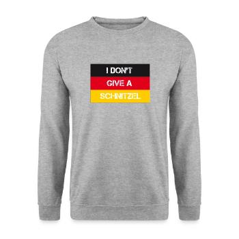 I Don't Give A Schnitzel Germany Party Saying - Unisex Sweatshirt - salt & pepper - Front - Alina (178cm) & Michal (187cm)