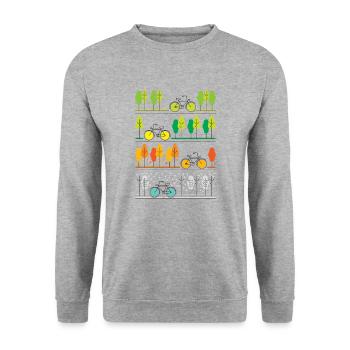 Radfahren durch die vier Jahreszeiten - Unisex Pullover - Weißgrau meliert - Vorne - Alina (178cm) & Michal (187cm)