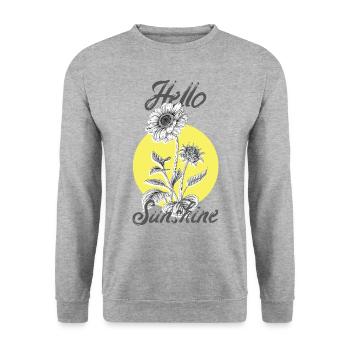 Hallo Sonnenschein Sommer - Unisex Pullover - Weißgrau meliert - Vorne - Alina (178cm) & Michal (187cm)