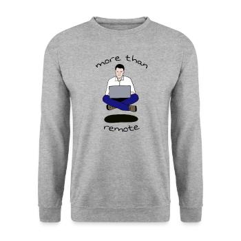 more than remote - Unisex Pullover - Weißgrau meliert - Vorne - Alina (178cm) & Michal (187cm)