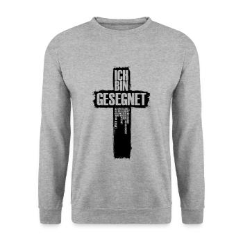 Jesus Christus Geschenk Kreuz - Unisex Pullover - Weißgrau meliert - Vorne - Alina (178cm) & Michal (187cm)