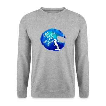 Laissez la mer vous libérer - Sweat-shirt Unisexe - gris chiné - Devant - Alina (178cm) & Michal (187cm)