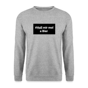 Holl mir mol a Bier - Unisex Pullover - Weißgrau meliert - Vorne - Alina (178cm) & Michal (187cm)