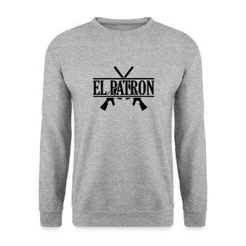 El Patron - Gekreuzte Waffen - Unisex Pullover - Weißgrau meliert - Vorne - Alina (178cm) & Michal (187cm)