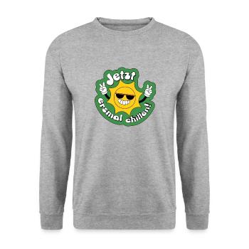 Jetzt erstmal chillen, Urlaub, Endlich Urlaub - Unisex Pullover - Weißgrau meliert - Vorne - Alina (178cm) & Michal (187cm)