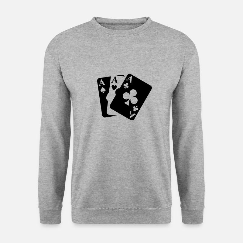 Spielkarten - Unisex Pullover - Weißgrau meliert