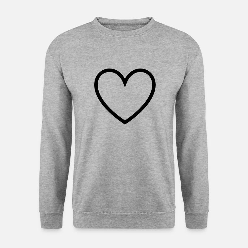 Herz - Unisex Pullover - Weißgrau meliert