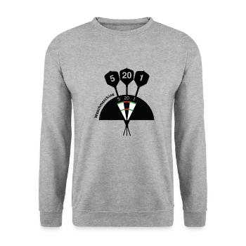 Waschmaschine - Darts - Dartboard - Unisex Pullover - Weißgrau meliert - Vorne - Alina (178cm) & Michal (187cm)