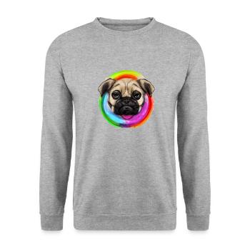 Rainbow Dog Pug - Unisex Sweatshirt - salt & pepper - Front - Alina (178cm) & Michal (187cm)