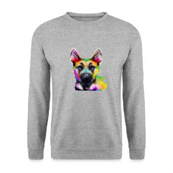 Shepherd dog in Bunt - Unisex Sweatshirt - salt & pepper - Front - Alina (178cm) & Michal (187cm)