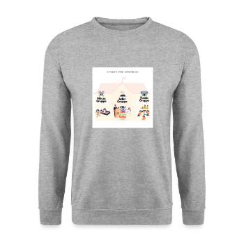 Deutscher-Kindergarten, BundestagSatire - Unisex Pullover - Weißgrau meliert - Vorne - Alina (178cm) & Michal (187cm)
