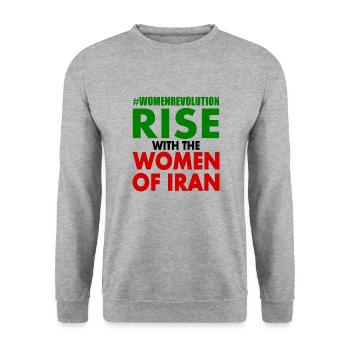 Rise with the women of iran - Sweat-shirt Unisexe - gris chiné - Devant - Alina (178cm) & Michal (187cm)