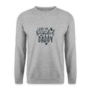 I LOVE MY Bearded DADDY - Unisex Pullover - Weißgrau meliert - Vorne - Alina (178cm) & Michal (187cm)