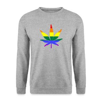 lgbtq ganja love is love - Unisex Pullover - Weißgrau meliert - Vorne - Alina (178cm) & Michal (187cm)