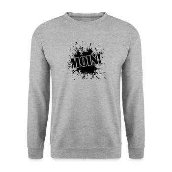 Moin moin - Unisex Pullover - Weißgrau meliert - Vorne - Alina (178cm) & Michal (187cm)