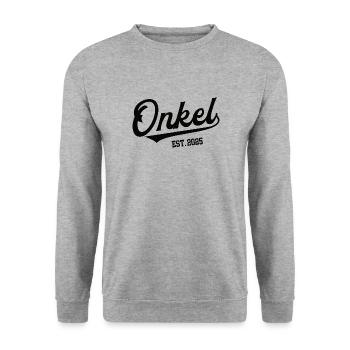 Onkel est 2025 Bruder Geschwister Patenonkel Uncle - Unisex Pullover - Weißgrau meliert - Vorne - Alina (178cm) & Michal (187cm)