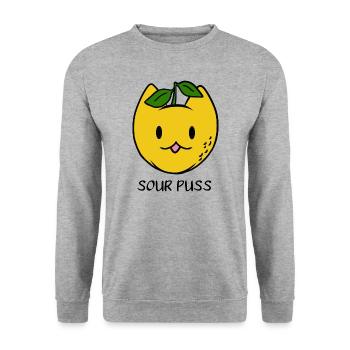 Chat citron - Sweat-shirt Unisexe - gris chiné - Devant - Alina (178cm) & Michal (187cm)