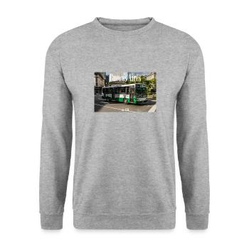 BUENOS AIRES est BUS - Unisex Pullover - Weißgrau meliert - Vorne - Alina (178cm) & Michal (187cm)