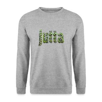 jutta efeu name frau - Unisex Pullover - Weißgrau meliert - Vorne - Alina (178cm) & Michal (187cm)
