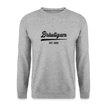 Bräutigam 2025 Hochzeit Junggesellenabschied Ehe - Unisex Pullover - Weißgrau meliert - Vorne - Alina (178cm) & Michal (187cm)