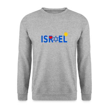 Israël avec l'étoile de David Heart Sun - Sweat-shirt Unisexe - gris chiné - Devant - Alina (178cm) & Michal (187cm)