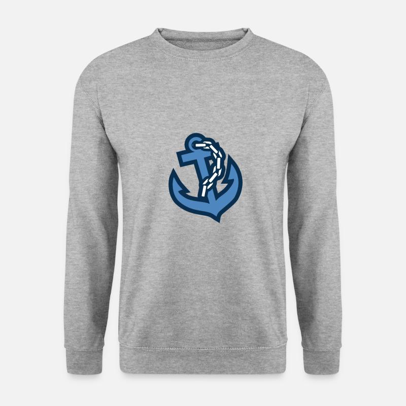Anker mit Kette - Unisex Pullover - Weißgrau meliert