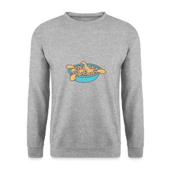 Frühstück Honig - Unisex Pullover - Weißgrau meliert - Vorne - Alina (178cm) & Michal (187cm)