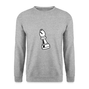 Pièce d'échecs évêque blanc - Sweat-shirt Unisexe - gris chiné - Devant - Alina (178cm) & Michal (187cm)