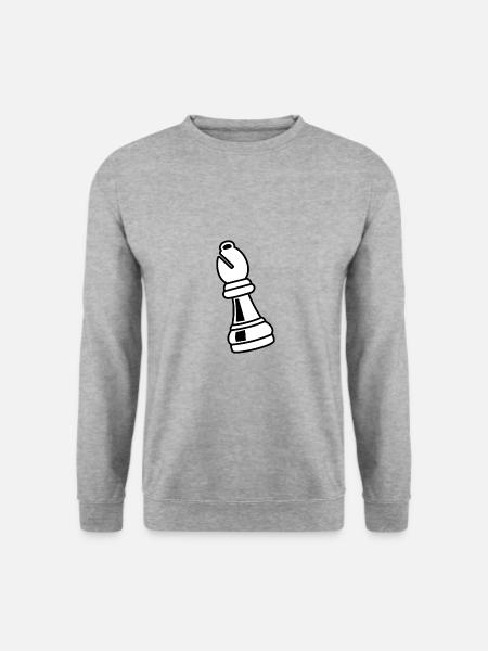 Schachfigur Läufer Weiß - Unisex Pullover - Weißgrau meliert