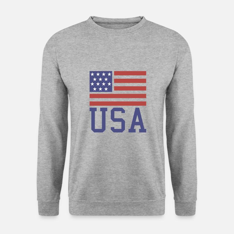 Flagge USA - Unisex Pullover - Weißgrau meliert