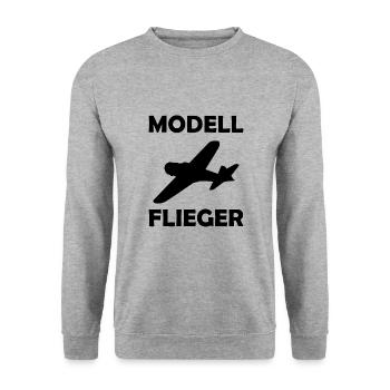 Modellflieger Flugzeug - Unisex Pullover - Weißgrau meliert - Vorne - Alina (178cm) & Michal (187cm)
