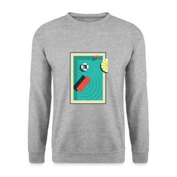 Pool im Sommer - Unisex Pullover - Weißgrau meliert - Vorne - Alina (178cm) & Michal (187cm)