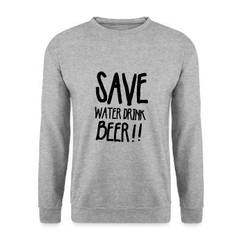 Save water drink beer - Unisex Pullover - Weißgrau meliert - Vorne - Alina (178cm) & Michal (187cm)