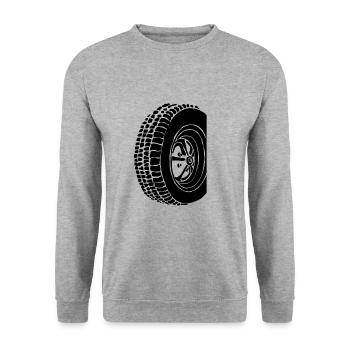 Pneus oldschool - Sweat-shirt Unisexe - gris chiné - Devant - Alina (178cm) & Michal (187cm)