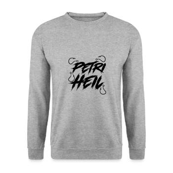 Petri Heil Fischen - Unisex Pullover - Weißgrau meliert - Vorne - Alina (178cm) & Michal (187cm)