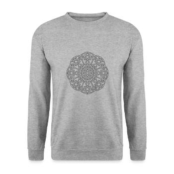 Vintage Mandala - Unisex Pullover - Weißgrau meliert - Vorne - Alina (178cm) & Michal (187cm)