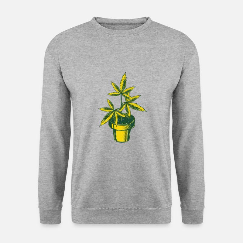 Cannabis Hanfplanze - Unisex Pullover - Weißgrau meliert