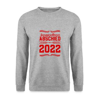 Junggesellinnenabschied 2022 - Unisex Pullover - Weißgrau meliert - Vorne - Alina (178cm) & Michal (187cm)
