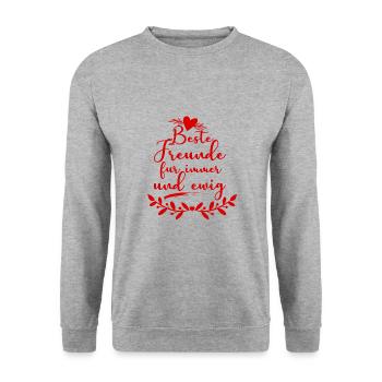 Beste Freunde für immer - Unisex Pullover - Weißgrau meliert - Vorne - Alina (178cm) & Michal (187cm)