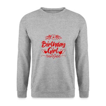Birthday Girl - Unisex Sweatshirt - salt & pepper - Front - Alina (178cm) & Michal (187cm)